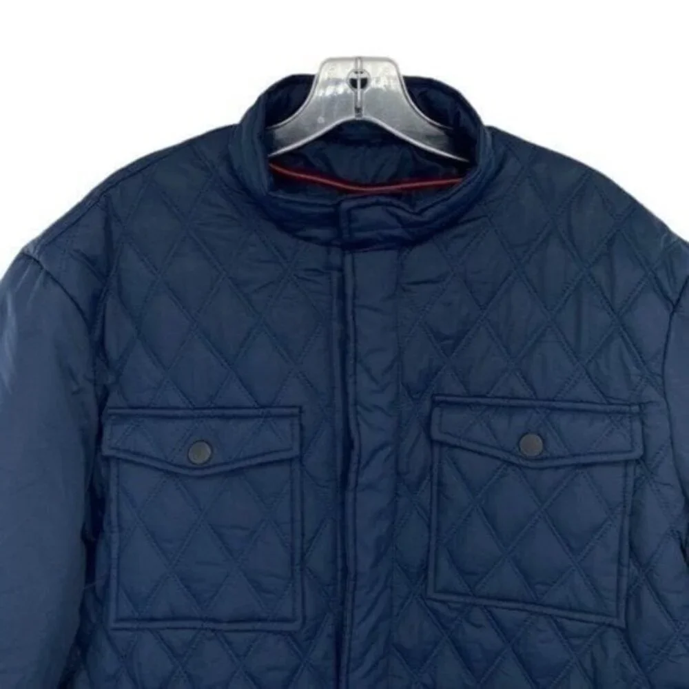 Joseph Abboud Navy Quilted Car Coat Jacket
